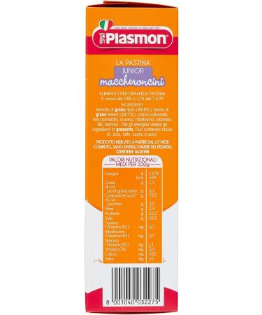 Italian Gourmet E.R. Plasmon Pasta Maccheroncini Pastina Infant Weaning From 10 Months 340g + Pulp Italian Gourmet 400g Set of 6 - Buy Online on GoSupps.com