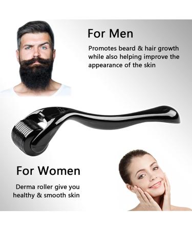 Xyemao 3-in-1 Titanium Derma Roller Set for Beard, Hair, Skin, and Face - Self Care Gifts for Men and Women - 540 Microneedles (0.5mm, 1.0mm, 1.5mm) - Black - Buy Online on GoSupps.com