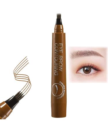 Cozium 4-tip Brow Pen Magical Precise Waterproof Brow Pen 4 Tipped 4 Point Eyebrow Pencil Waterproof Liquid Eyebrow Pen Makeup Cover Sparse Areas (light brown)