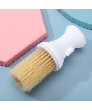 Soft Hair Neck Duster Brush with Talcum Powder Press Salon & Travel Styling Tool for Fine & Soft Hair (White)