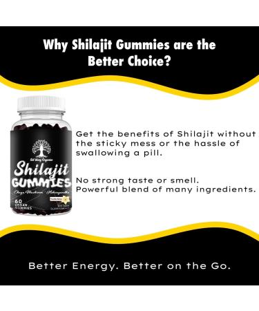 Pure Himalayan Shilajit Gummies with Ashwagandha and Chaga Mushrooms Vitamin D2 and B12 Fulvic Acid and 85+ Trace Minerals | Plant-Based Vegan Gluten Free | 60 Gummies - 30 Servings - Buy Online on GoSupps.com