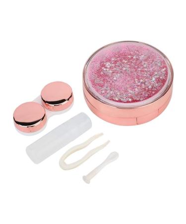 Broco Contact Lens Case Portable Round Shape Plastic Contact Lens Storage Box Container Holder (Pink)