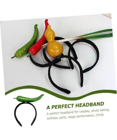 SKISUNO Chili Hair Hoop Headband Hair Accessories for Kids Chili Pepper Hat Chili Design Hair Hoop Fruit Man Elastic 1 count (Pack of 1) Green - Buy Online on GoSupps.com