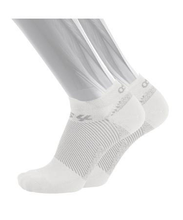 OS1st FS4 Plantar Fasciitis Socks for Plantar Fasciitis Relief Arch Support & Foot Health in 4 Styles Medium No Show White