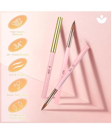 LEDSUUEI Kolinsky Acrylic Nail Brush Set - Size 8/10/14 - High Quality Durable Brushes for Beginner Nail Art - Ideal for Acrylic Powder and Gel Nails - 3D Nail Art Tool - A-COLOR - Buy Online on GoSupps.com