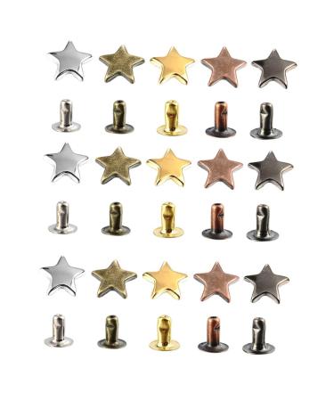 NUOBESTY 200 Sets Single-Sided Rivet Vintage Decor Star Shape Rivets DIY Luggage Accessories Manual Box