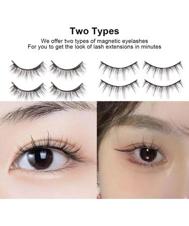 Magnetic False Eyelash Eyelashes Short Set with 2 Pairs Magnetic False Eyelashes for Parties Natural Lashes for Weddings Birthday Gifts(size:A) - Buy Online on GoSupps.com