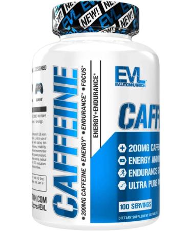 Evlution Nutrition Caffeine 200 mg - 100 Servings for Energy Boost - Buy Online on GoSupps.com