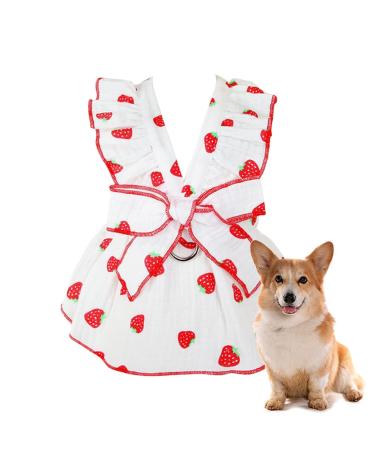 Shenrongtong Small dog dresses for women puppy dresses for girls and small dogs |Puppy clothing dog dress |Strawberry print party dress sweet dog dresses catwear puppy dress white XL