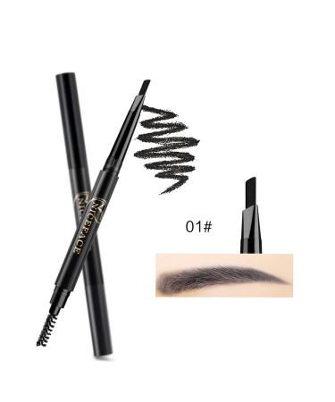 Eyebrow Pencil Black Double Ended Precision Waterproof Brow Cruelty Free(Black #1)