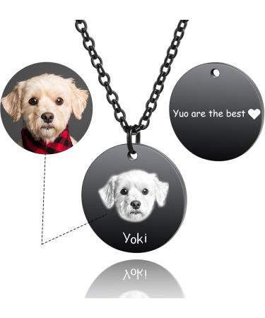 Personalized Pet Necklace for Men & Women - Engraved Portrait Name & Photo - Stainless Steel Pet Memory Gifts with 4 Round Slices - Memediy - Buy Online on GoSupps.com