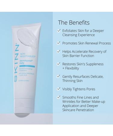 Gentle Exfoliating Face Scrub - Dermappeal Daily by SKINN | Anti-Aging Treatment for Sensitive Skin with Jojoba Beads & Lactic Acid - Smooths Wrinkles & Fine Lines - Buy Online on GoSupps.com