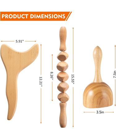 Professional Lymphatic Drainage Massager Wood Therapy Kit - Anti Cellulite Body Sculpting Tools - 3-in-1, 3 Count - Buy Online on GoSupps.com