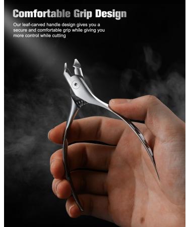FERYES Wide Jaw Thick Toenail Clippers for Seniors - Precision Stainless Steel with Catcher for Thick Nails - Silver Finish - Buy Online on GoSupps.com