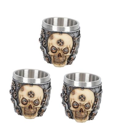 Frcolor Men Tools 3Pcs Rasur Shell Steel Face cup men Foaming wet soap stainless steel mug Dead Kopf Bart Tool pattern for cream shafum men cleaning container 8.5x7cmx3pcs Sortedx3st