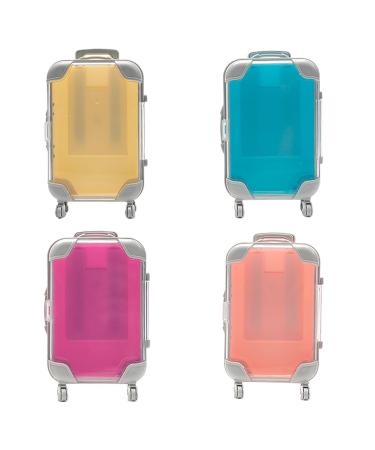 4 Pcs False Eyelashes Packaging Box Plastic Mini Suitcase Favor Box Lashes Candy Trolley Empty Case for Women Travel Eyelash Tray Style A
