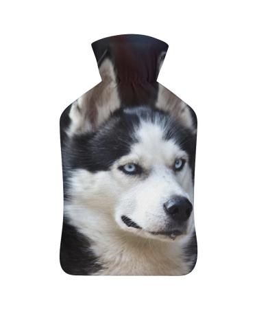 Husky Hot Water Bottle With Cover Plush Bed Bottle Hand Warmer For Adults And Children 26.5X15.3cm