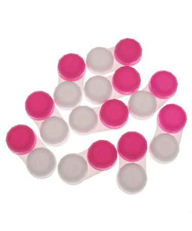 Contact Lens Case Double Boxes Portable Container for Travel 10 Pieces (Rose Red)