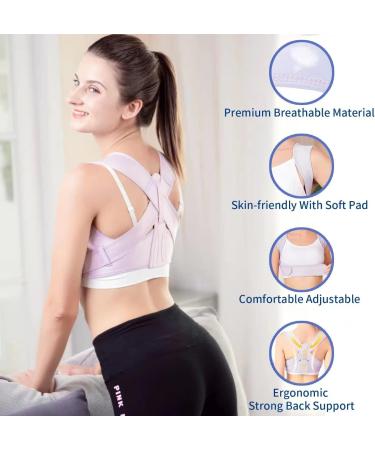 Women's Posture Corrector Brace - Adjustable Upper Back Straightener for Neck Pain Relief (S/M 25-36 Inch) - Buy Online on GoSupps.com