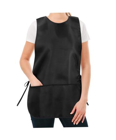 Amosfun Black Barber Apron Unisex Hair Salon Apron with 2 Pockets Stylist Apron Hairstylist Apron Restaurant Working Apron
