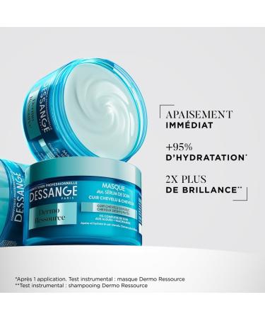 DESSANGE - Dermo Resource Hydra-Soothing Hair Mask - Formula Enriched With Algae & Niacinamide - Soothes & Hydrates - For Sensitive Scalp & Dehydrated Hair - 250 ml - Buy Online on GoSupps.com