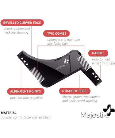 Men's Beard Styling Template Stencil - Lightweight & Flexible | One Size Fits All | Goatee & Neckline Shaping Tool by Majestik - Buy Online on GoSupps.com