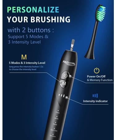Wireless Rechargeable Sonic Electric Toothbrush for Adults | 8 Brush Heads, Travel Case | 5 Modes, 3 Intensity Levels, Smart Timer | Whitening, Plaque Removal | 60 Days Battery Life - Buy Online on GoSupps.com