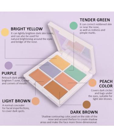 6 Color Contouring Cream Palette - Professional Color Correcting Concealer for Dullness, Imperfections, Puffiness, Spots, Redness, and Dark Circles - Pink Under Eye Concealer (02 Color Correcting) - Buy Online on GoSupps.com