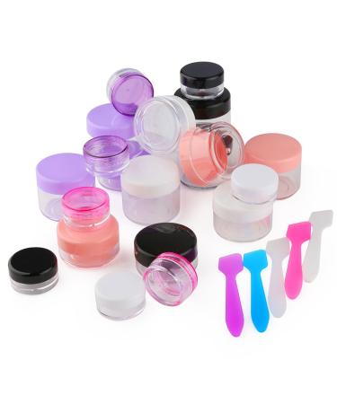 Accmor 15-Piece Clear Plastic Sample Containers with Lids - 10/15/20g Cosmetic Pots Jars + 5 Mini Spatulas - Buy Online on GoSupps.com