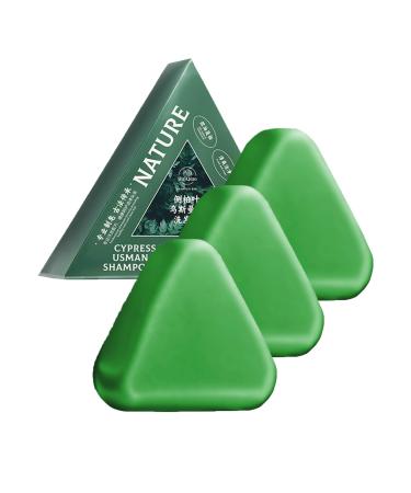 BAInuai Nature Set of 3 triangular shampoos Seven Green Solid Plant-Based Shampoo soothes and strengthens hair for men and women 120g