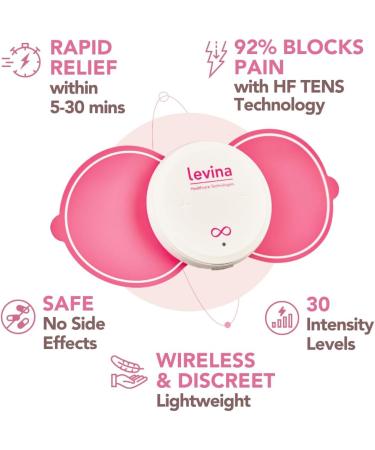 Levina Menstrual Relief Device - Wireless TENS Unit for Instant Cramp Relief & PMS | Rechargeable Biocompatible Electrode Pads - Natural & Drug-Free Solution (RS-38 - Buy Online on GoSupps.com