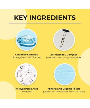 SPF 50 Sunscreen Cream with Ceramide & Vitamin C for All Skin Types | Intense Hydration | Non-Greasy & Quick Absorbing Formula | PA+++ | 50g - Buy Online on GoSupps.com