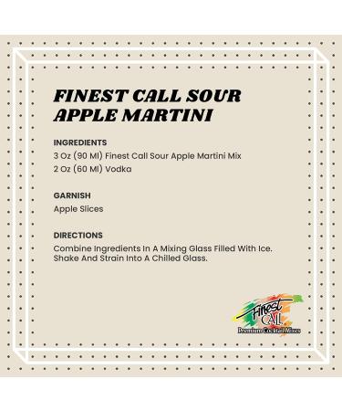 Finest Call Premium Sour Apple Martini Drink Mix  1 Liter Bottle (33.8 Fl Oz)  Individually Boxed 33.8 Fl Oz (Pack of 1) - Buy Online on GoSupps.com