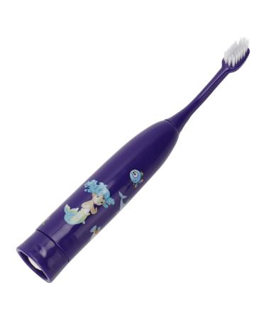 Electric toothbrush with cartoon pattern for waterproof toothbrush rotary frequency 6000 rpm soft PBT brush dental care device for correct teeth (mermaid purple) 1 piece (1 Pack) Mermaid Lila