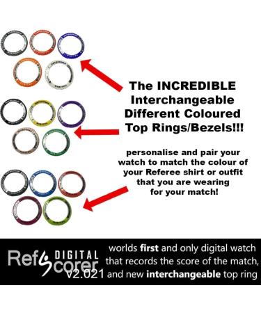 RefStuff RefScorer A 5 Pack Interchangeable Top Ring Bezels for The Digital New v2.021 Referee Watch Pack A (Original Silver Black Red Navy Dark Blue Orange and White) - Buy Online on GoSupps.com