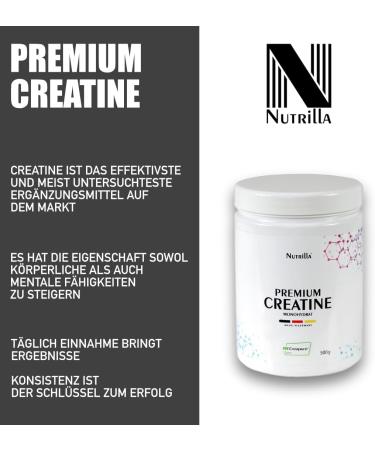 Nutrilla Creatine Monohydrate Powder | 99.99% Pure & Ultra-Fine Vegan Creapure | High Dosage for Optimal Performance - Buy Online on GoSupps.com