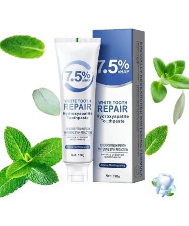 Nano Hydroxyapatite Toothpaste Hydroxyapatite Toothpaste 7.5% for Enamel Protection and Tooth Strengthening White Tooth Repair Sensitive Teeth Gentle Mint Daily Use for Oral Health - 4.23oz