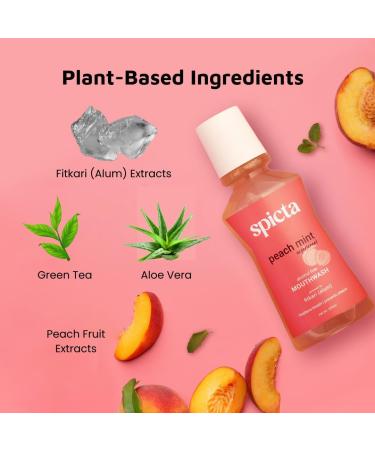 Spicta Mouthwash Peach Mint | Powered by Fitkari (Alum) | Fluoride Free | Alcohol Free | SLS & Paraben Free | Freshens Breath Prevents Plaque (250 ml) - Buy Online on GoSupps.com