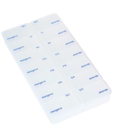 Com -Four drug doser - medication box for 7 days - 2 compartments - Pillendose - pills box - tablet box - Week doser for storage 1 piece - 7 days - 2 times 01 pieces - white