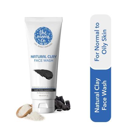 Natural Clay Face Wash by The Moms Co. | Purifying Moroccan Lava Clay & Activated Charcoal | Detox & Brighten for Normal to Oily Skin | International Shipping Available - Buy Online on GoSupps.com