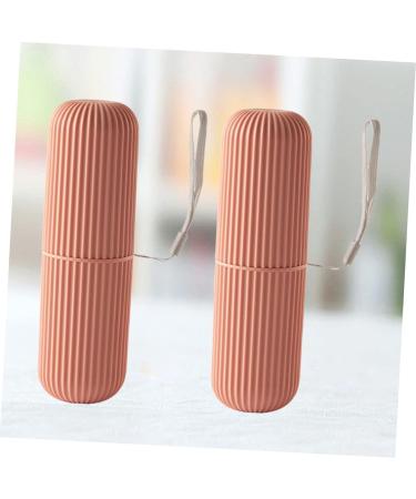 FRCOLOR Travel Tooth Cleaning Organizer - 2 Piece Toothpaste & Brush Container Set - Red - 5.5x5.5x19cm - Ideal for International Shipping - Buy Online on GoSupps.com