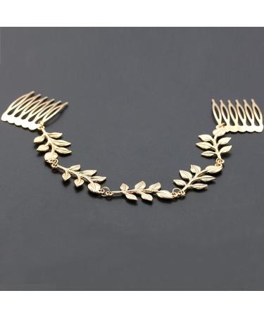 Wendalern Gold Leaf Hair Comb Hair Barrettes Dainty Hair Clips Alloy Chain Hair Accessories for Women Girls - Buy Online on GoSupps.com