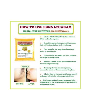 KL Ponnatharam Powder 100g | Hartal Warki | Hartal Varki | Hartal Pili | Harita Manjari | Natural Hair Removal | No Irritation | Suitable for Women Girls Boys | Unisex (Pack of 1) - Buy Online on GoSupps.com