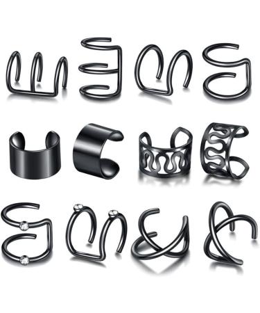 Diarypiece 12 Pcs Retro Advanced Sense Ear Bone Clip Without Pierced Metal Ear Cuff Jewelry Metal alloy - Buy Online on GoSupps.com