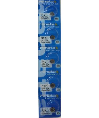 5 Renata 317 SR516SW Silver Oxide Zero Mercury Electronic Batteries