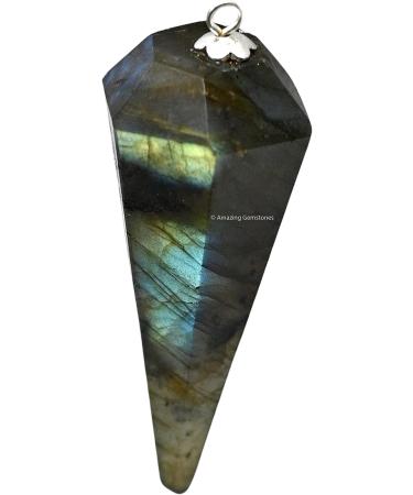 Amazing Gemstone Labradorite Crystal Pendulum for Divination - Dowsing Pendulum with Chakra Chain and Crystal Ball for Reiki Healing and Crystal Grid Meditation - Buy Online on GoSupps.com