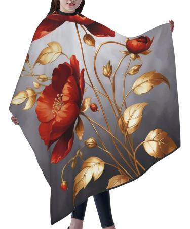 Buy Red Gold Flower Printed Hair Cutting Cape | Professional 55x66in Polyester Haircut Cape | No-Stick Hair Cutting Accessories for Adults - Buy Online on GoSupps.com