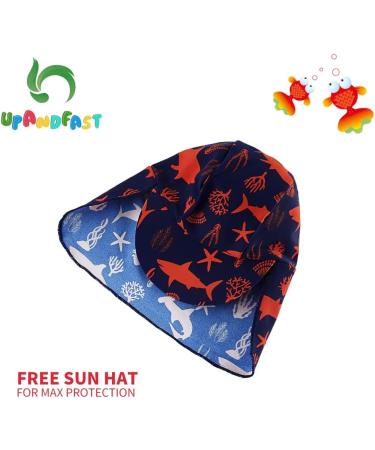 UPF 50+ Red Shark Infant Boy Swimwear One Piece with Sun Hat | 12-18 Months - Buy Online on GoSupps.com
