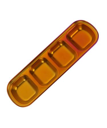 Sauce Dipping Saucer Sauce Dipping Bowls Four Grid 304 Stainless Steel Durable Seasoning Plate Appetizer Plates Serving Dish Household Fruit Snack Plate Condiments Server Dishes Soy Sauce Bowls