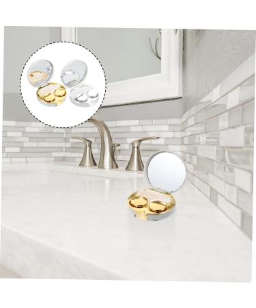 Homsfou Double Box Glasses Case & Contact Lens Organizer - Travel Cosmetic Container with Mirror & Staustproof Lens Housing - Marble Duplex Design - Buy Online on GoSupps.com